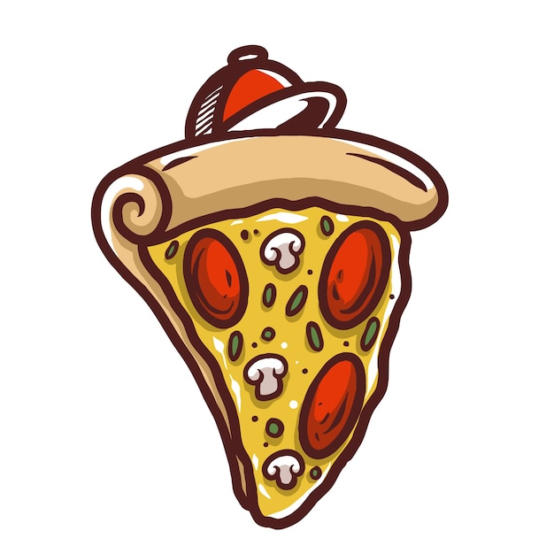 Pizza mit hut-logo-design-vektor
