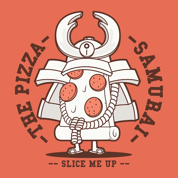 Pizza samurai charakter illustration