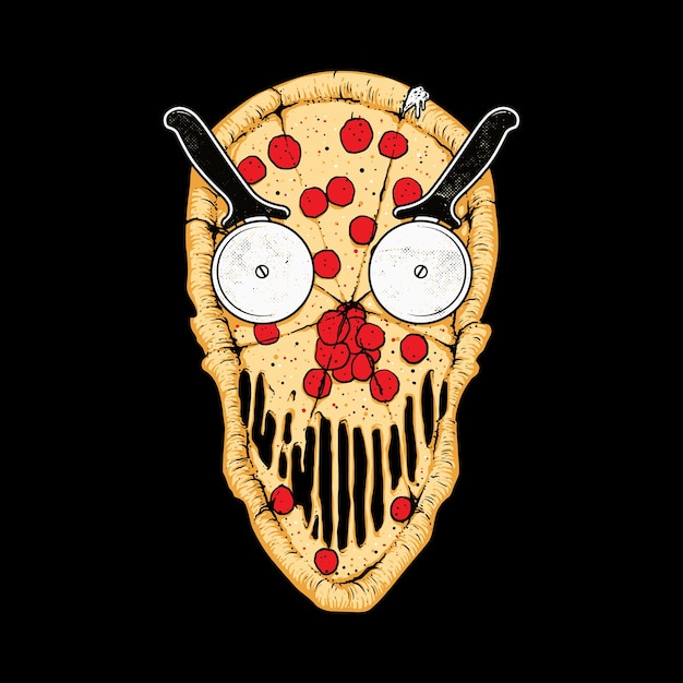 Pizza schädel essen illustration