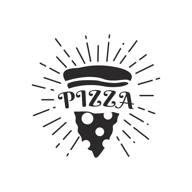 Pizza slice vintage rustikale retro vintage pizzeria restaurant bar bistro restaurant logo illustrationsymboltemplate