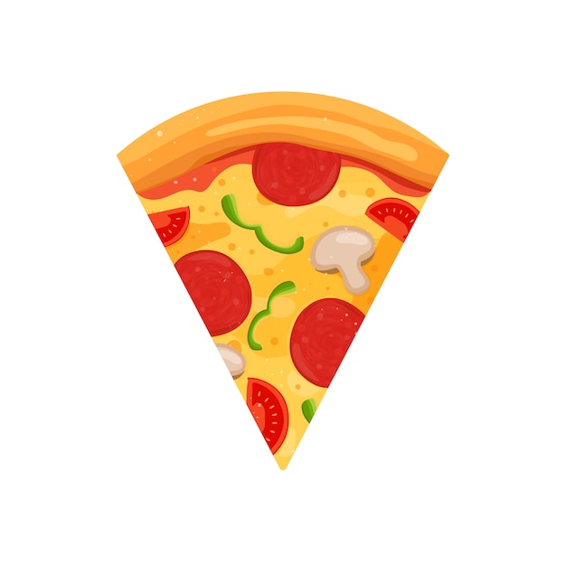 Pizza Slice Zeichen. Karikaturillustration.