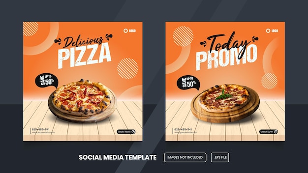 Pizza social media post template design premium eps