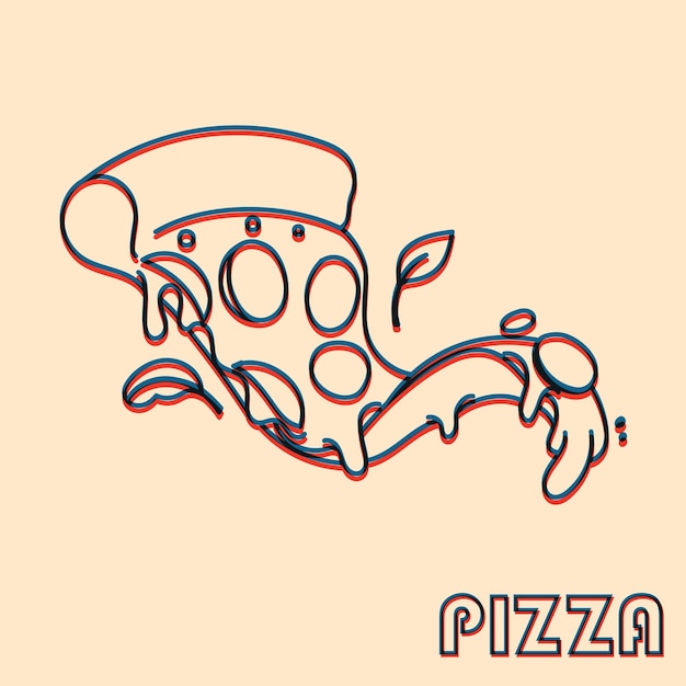 Pizza-vektor-illustration mit risograph-druck-effekt