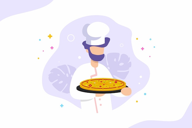 Vektor pizzabäcker küchenchef koch küchenchef pizzaiolo pizzalieferant küchenpersonal essenszubereitung
