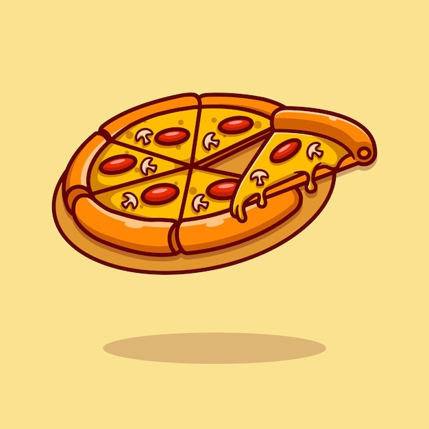 Pizzastück geschmolzene cartoon-vektor-symbol-illustration