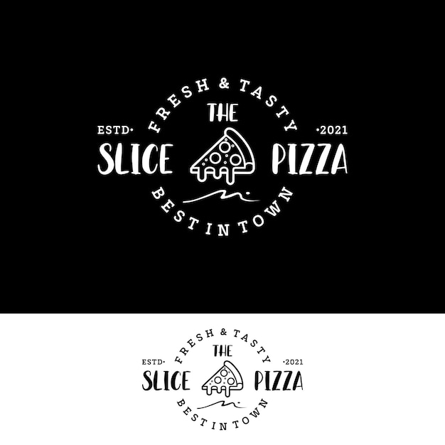 Pizzeria-logo mit einfacher pizzastück-design-inspiration