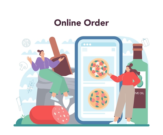 Vektor pizzeria-online-service oder -plattform