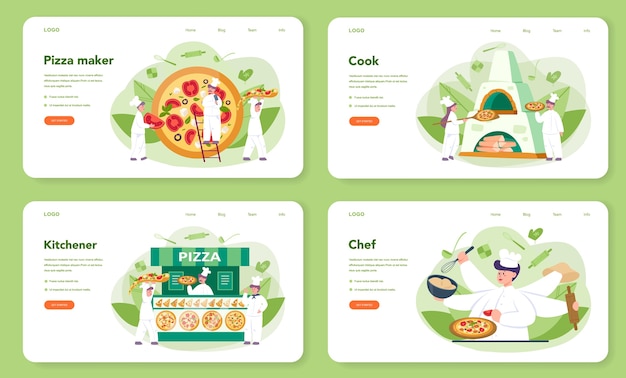 Pizzeria web banner oder landing page set