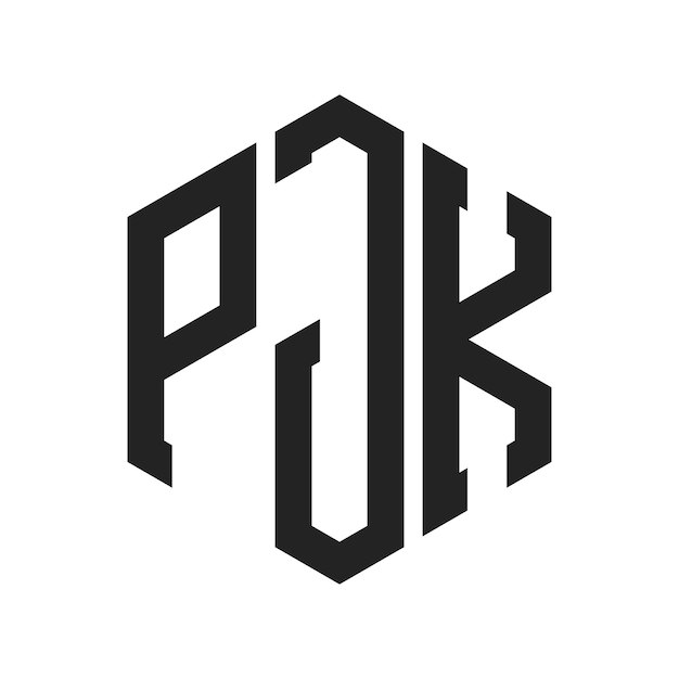 PJK Logo Design Initial Letter PJK Monogram Logo mit Hexagonform