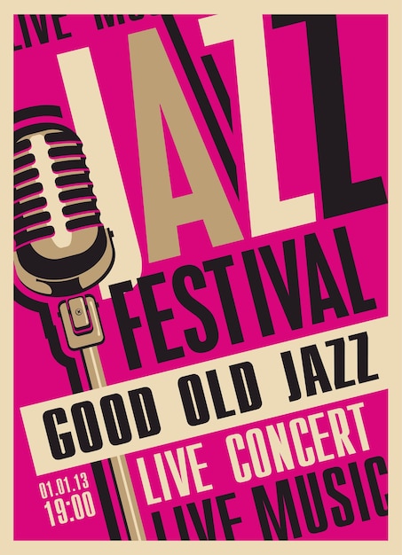 Vektor plakat für jazzfestival mit mikrofon