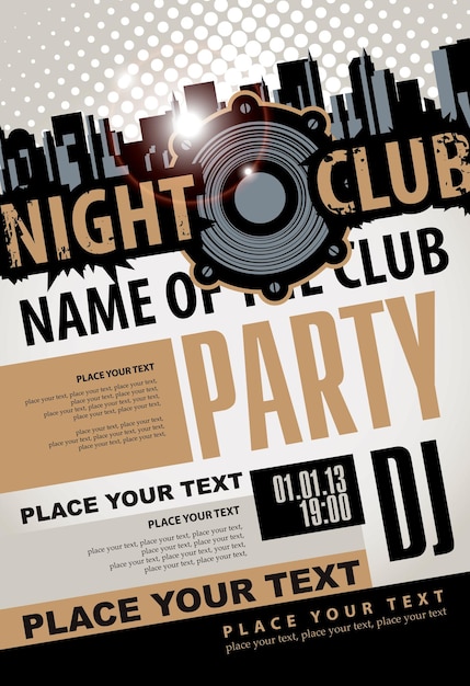 plakat für nachtclub mit dj-party