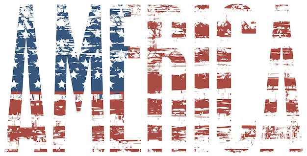 plakat mit der aufschrift amerika in form der usa-flagge
