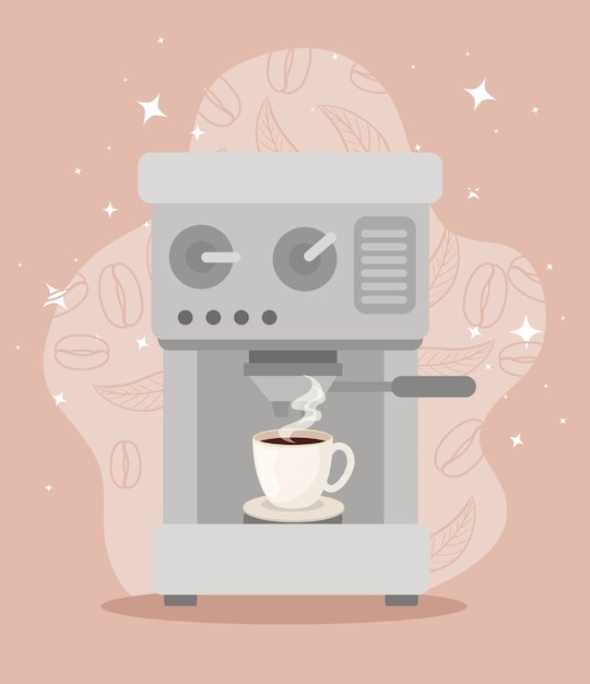 Plakat mit Kaffeemaschinenikonenillustrationsdesign