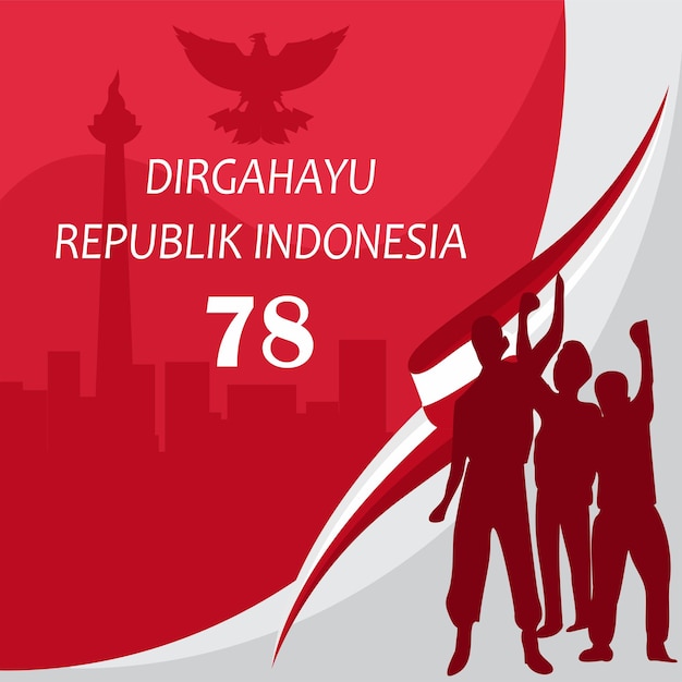 Vektor plakat zum gedenken an indonesiens 78. unabhängigkeitstag