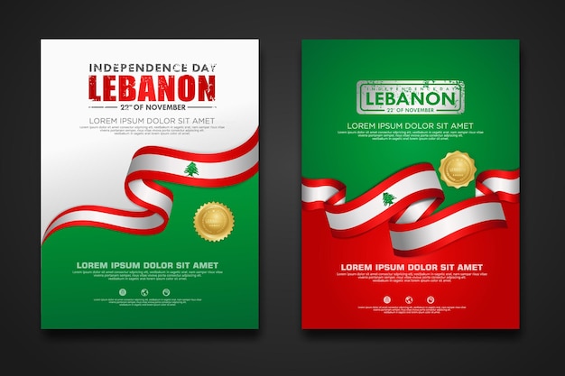 Plakatdesign festlegen hintergrundvorlage zum unabhängigkeitstag des libanon