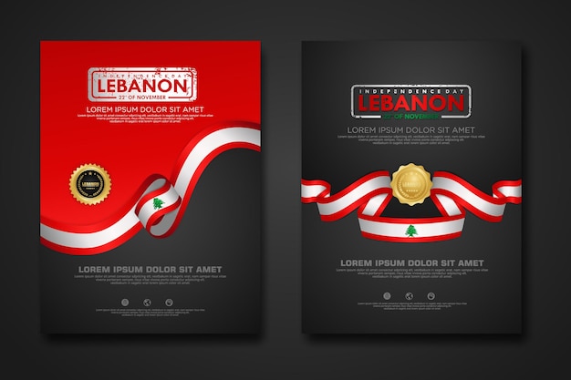 Vektor plakatdesign festlegen hintergrundvorlage zum unabhängigkeitstag des libanon
