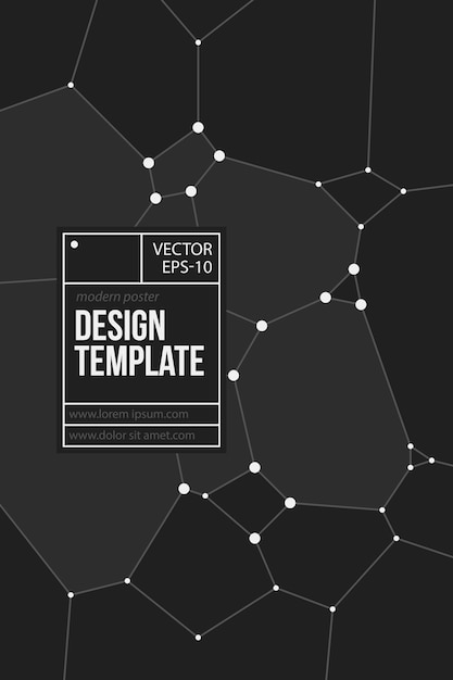 Plakatdesignschablone mit geometrischem gitter in der schwarzweiss-art.