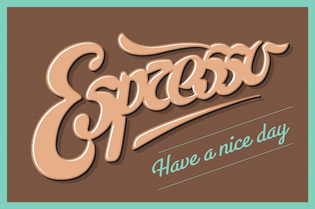 Plakatkaffee mit der hand gezeichnet, espresso beschriftend