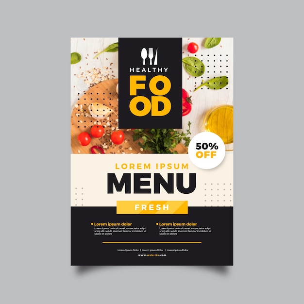 Plakatschablone des gesunden Lebensmittelrestaurants