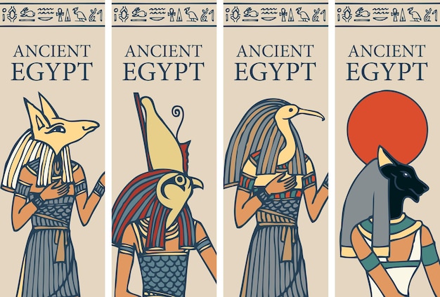 Plakatset mit ägyptischen göttern