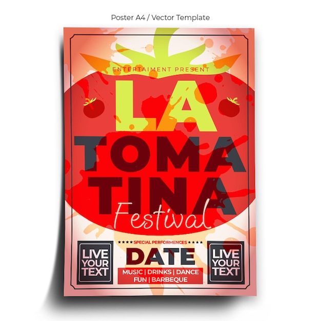 Vektor plakatvorlage für das la tomatina fest