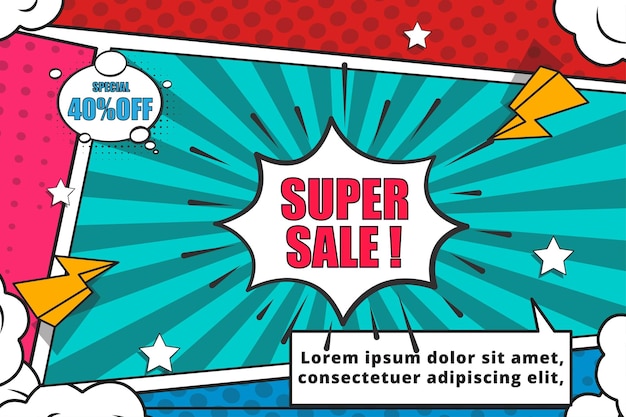 Plakatvorlage für den Verkauf im Comic-Stil