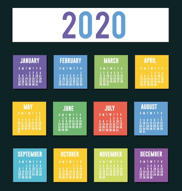 Planer-vektordesign mit 2020 kalendern