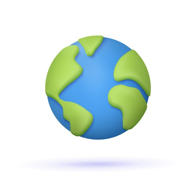 Planet earth globus mit weltkarte ökologiekonzept 3d-vektorsymbol minimaler cartoon-stil