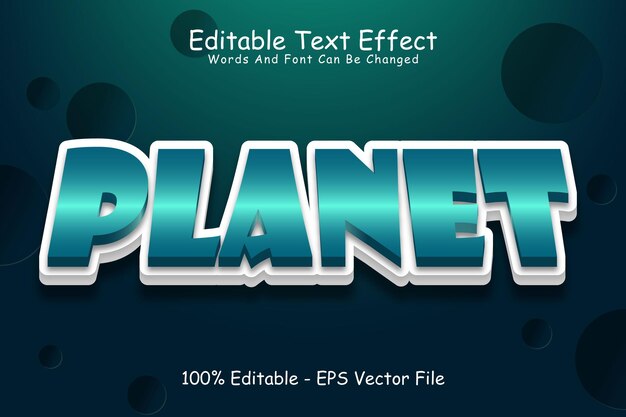 Planet editierbarer Texteffekt 3-dimensionale Prägung im modernen Stil