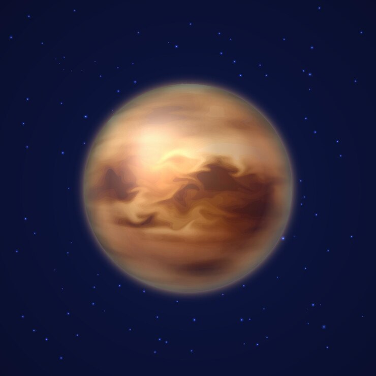 Vektor planet venus hintergrund nachthimmel cartoon-stil planet venus vor dem hintergrund des nachthimmels im cartoon-stil für designer und illustratoren himmelskörper als vektorillustration