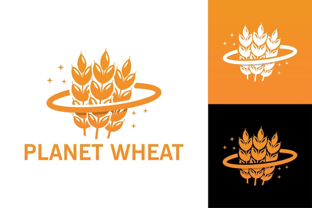Planet Weizen Logo Vorlage Premium-Vektor