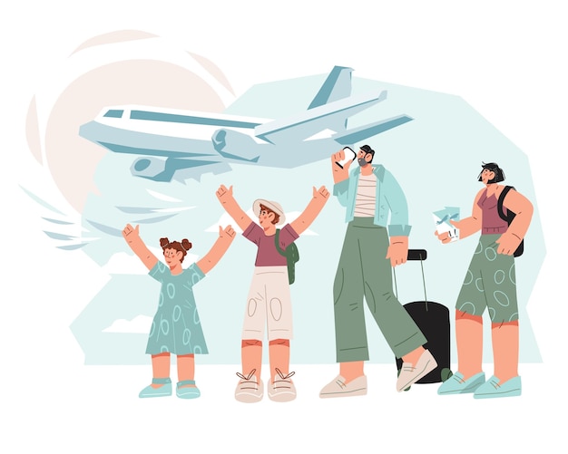 Planung einer Familienreise Freude am gemeinsamen Reisen Flug und Urlaub Banner
