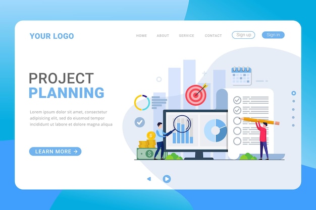 Planungsprojektplan für landingpage-vorlagen