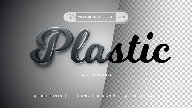 Vektor plastikbearbeitbare text-effekt-schriftart