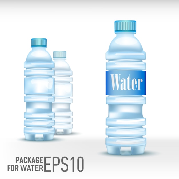 Vektor plastikflasche mit frischem kaltem wasser