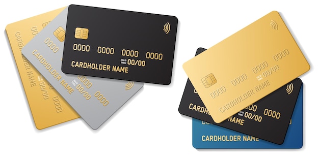 Plastikkarte mit EMV-Chip Kontaktlose Zahlung NFC-Bankkarte Vektor-Illustration