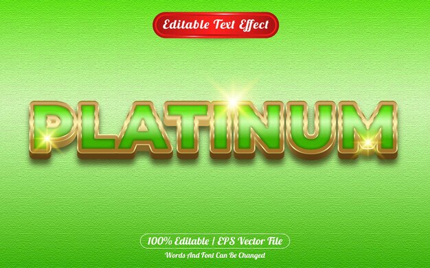 Platinum editierbarer Texteffekt goldenes Thema