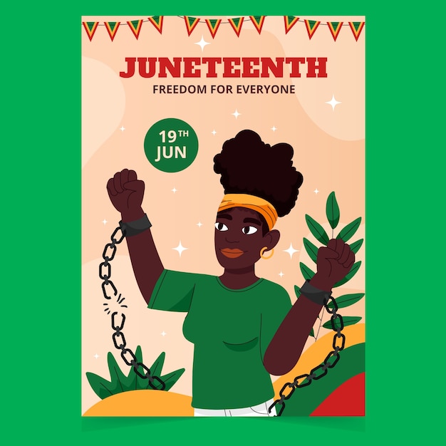 Vektor platt juneteenth feier vertikale plakatvorlage