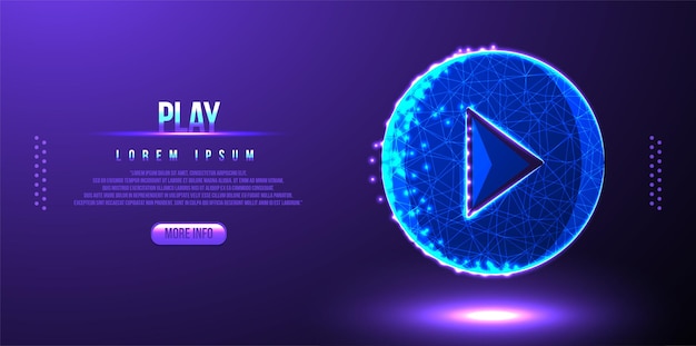 Play-button low-poly-wireframe-mesh