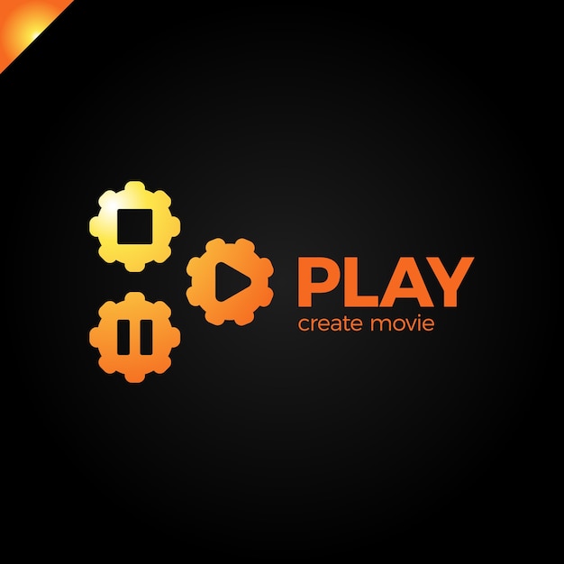 Play-Symbol mit Video-Zahnrad-Logo