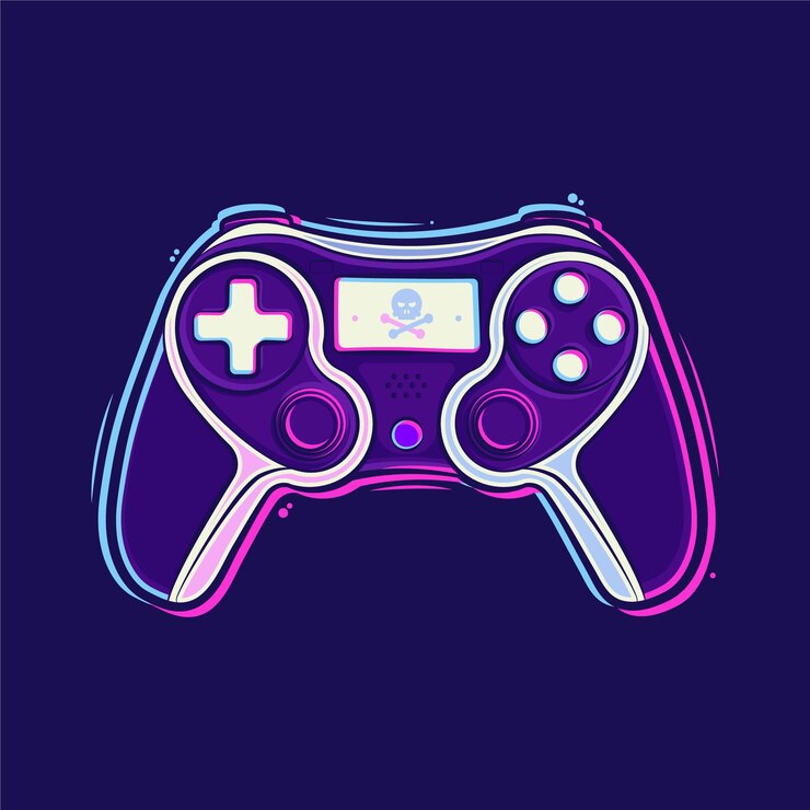 Vektor playstation-stick-controller karikaturillustration premium-vektor