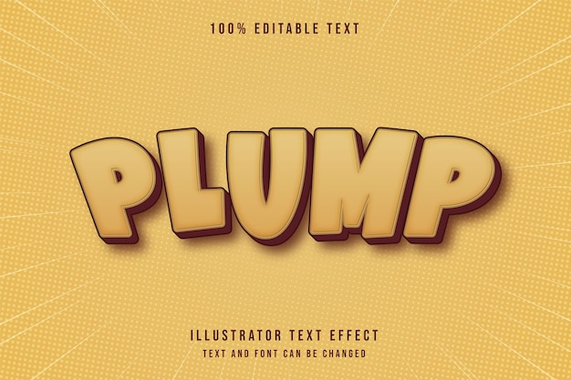 Plump, 3d bearbeitbarer texteffekt gelbe abstufung orange pastell-comic-stil