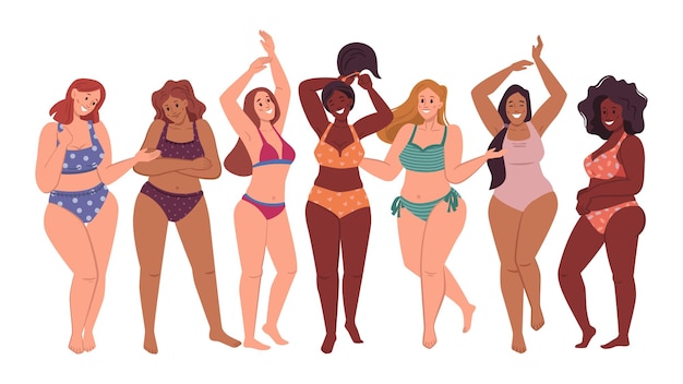 Plus-size-frau im bikini-körper positive damen