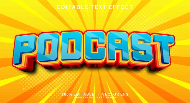 Podcast 3D-Vektortext-Effekt mit modernem Stildesign