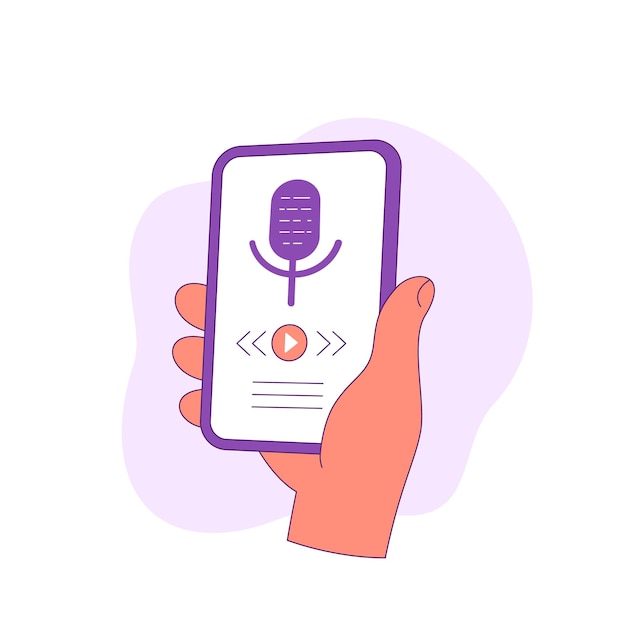 Podcast-app telefon in der hand vektor-symbol