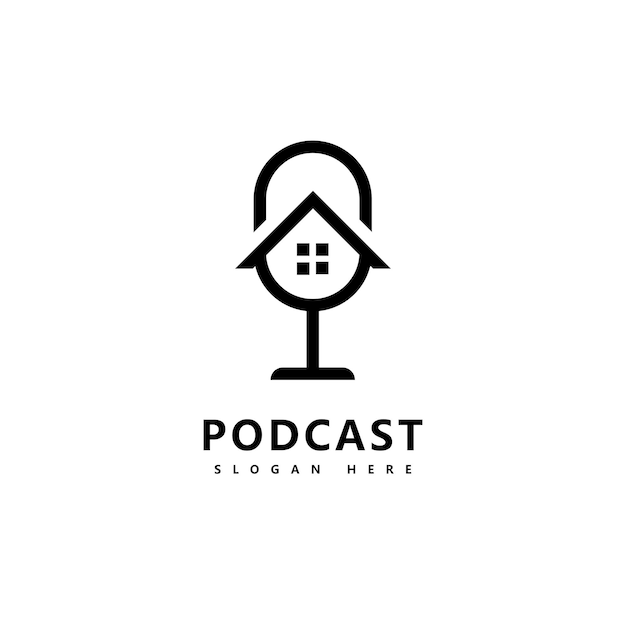 Podcast logo icon design vector template mikrofonsymbole