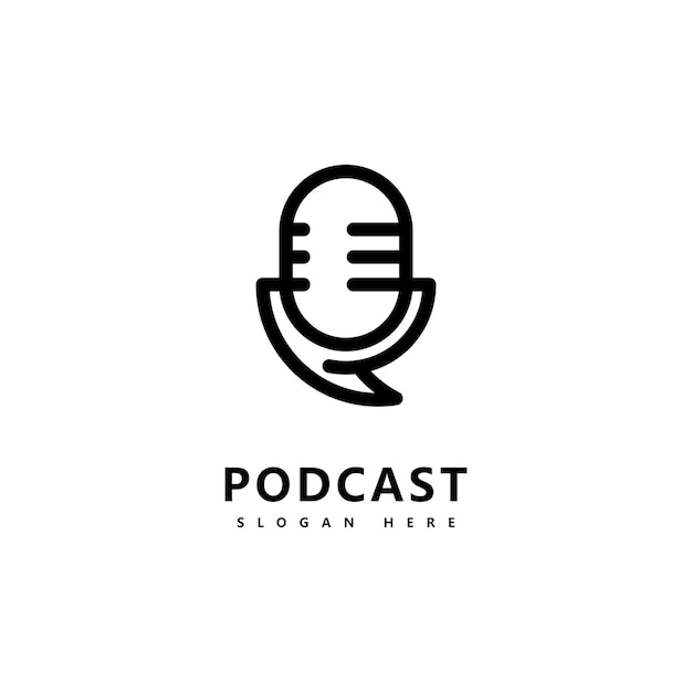 Podcast logo icon design vector template mikrofonsymbole