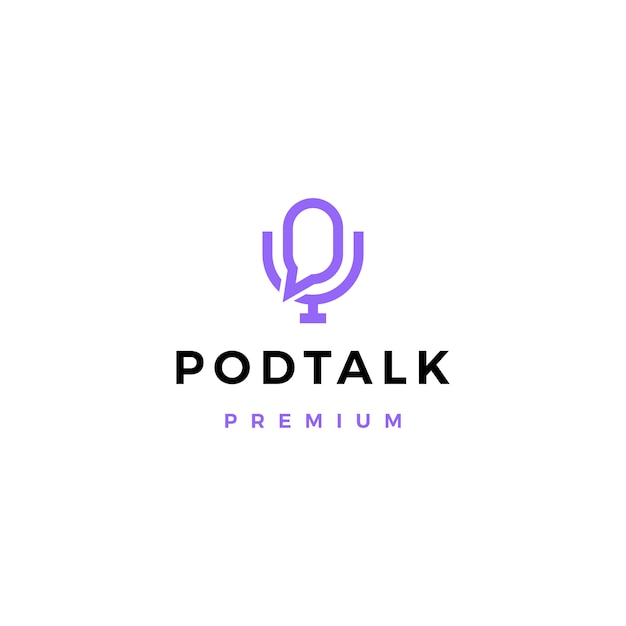Vektor podcast mic gesprächs-chatblasenlogo-ikonenillustration