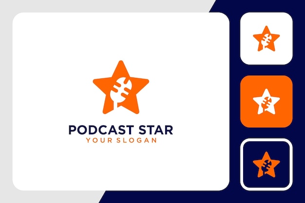 Podcast-stern-logo-design oder stern mit mikrofon