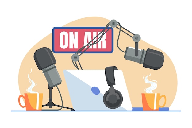 Podcast-Vektor-Illustration Vektor-Illustration von Radiosendungen